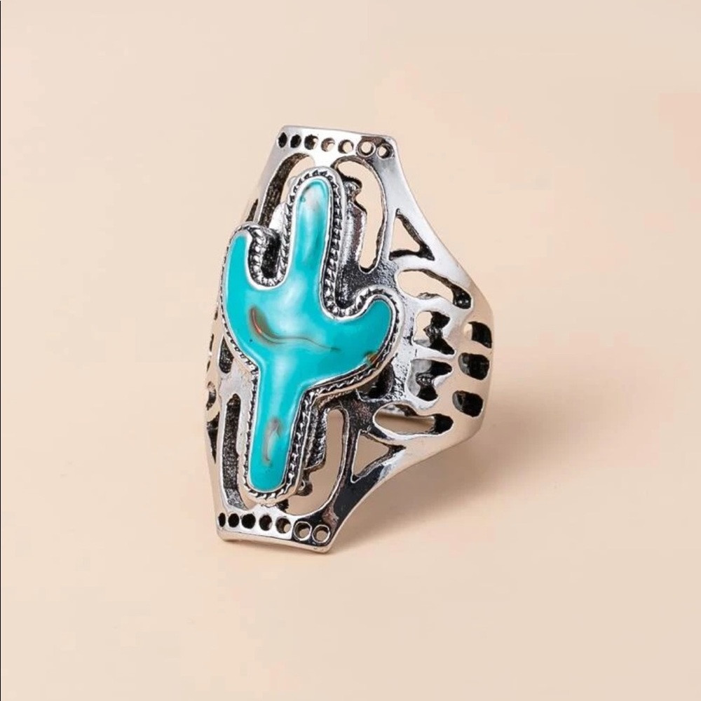 Turquoise Cactus Fashion Ring